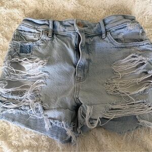 American Eagle Outfitters Light Blue Ripped Denim Shorts